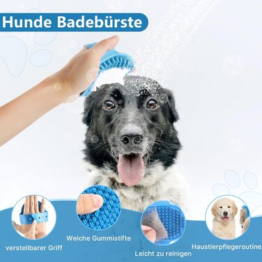 Набір для догляду за тваринами 6 в 1: щітка для собак, гребінець для вичісування підшерстка, тример, гребінець від бліх, щітка для миття | Синій, прямокутний