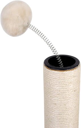 Дімáкa 66.0 см Кігтеточка для котів з сизалю, сіра, з м'ячиком на шнурку