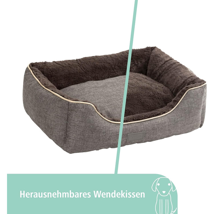 Ліжко для домашніх тварин Kerbl Samuel, 50x40x15 см, сірий/темно-сірий, поліестер, знімний поворотний подушок, придатне для прання при 30°C