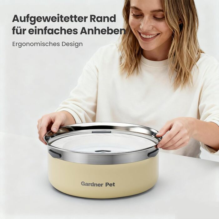 Нержавійна чаша для води для собак Gardner Pet, 2L, проти протікання, без розбризкування, для великих собак, для дому та вулиці