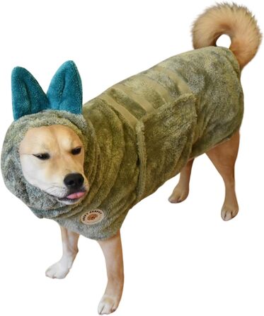 Рушник для собак DERPYCHAPPY Preiu: супер вбираючий, швидковисихаючий, для собак, котів та цуценят (S, оливковий/листяний)