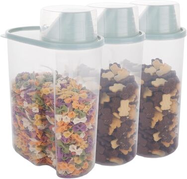 Контейнери для корму для собак 3 шт., 2,5 л, 15 x 23 см, контейнери для зберігання корму для домашніх тварин з мірними склянками, герметичні контейнери для корму для собак з виливною горловиною, пластикові контейнери для корму для котів