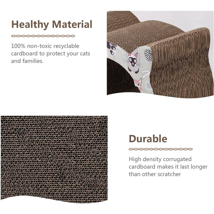 Кігтеточка для котів Nobleza з картону, дизайн голови кота, 2-в-1 (для дряпання та відпочинку), екологічна та міцна (39*29*22 см)