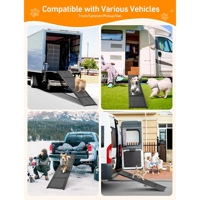 Східці для собак Hunderampe - складані, портативні, з антиковзким покриттям, для автомобілів, SUV та вантажівок (170x44 см)