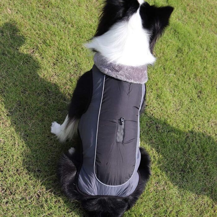 Водонепроникний теплий дощовик для собак з отвором для шлейки, для маленьких, середніх та великих собак, (M: Об'єм грудей (50-60 см), Чорний)