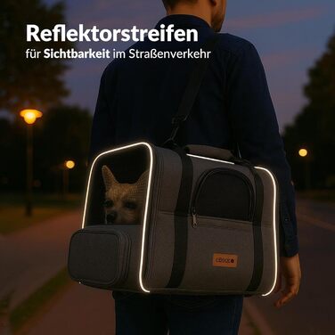 Транспортна переноска для котів CADOCA® до 20 кг, складана, з дахом від сонця та дощу, з підстаканником, дихаюча, комфортна, з обертовим матрацом, сіра