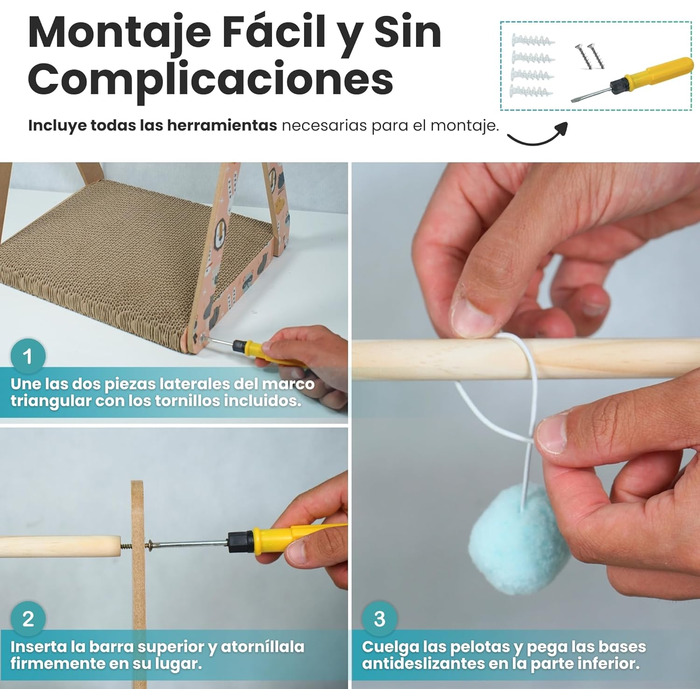 Когтеточка для великих котів з 5 іграшковими м'ячами, двостороння поверхня, посилена стійкість