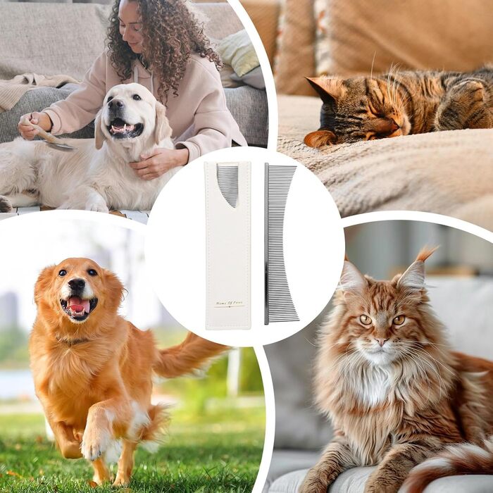 Гребінець для котів Flohkamm | Щітка для догляду за шерстю | Для довгошерстих порід | Щоденний догляд | Після купання | Для літніх котів та кошенят | Сріблястий