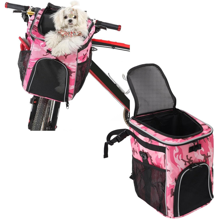 Корзина для собак, переноска для тварин, рожевий камуфляж, переноска для подорожей