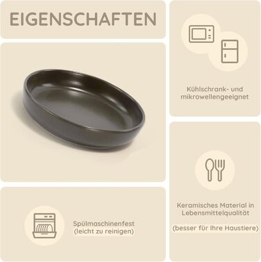 Набори мисок для котів SPUNKYJUNKY 3 шт. з кераміки, сірі, 300 мл