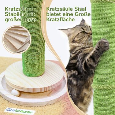 Котячий комплекс Globlazer Kaktus Grun XXL: стійка з сизалю 94 см, іграшки, для великих котів