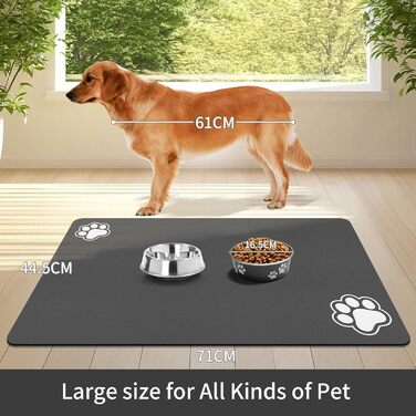 Гумова килимок для годування собак та котів, 40 x 60 см, сірий (4 лапки)
