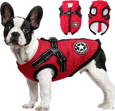 Теплий та водонепроникний зимовий одяг для собак, куртка з нашийником, відбиваючий, червоний, 5XL