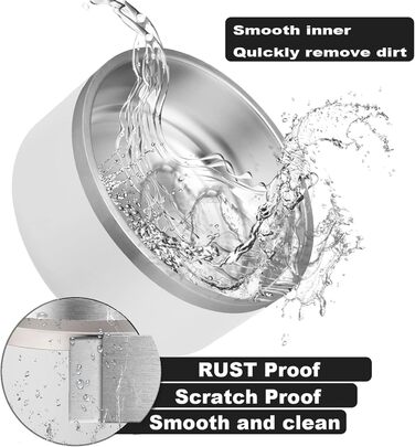 Персоналізований миска для собак та котів - нержавіюча сталева годівниця з іменем, антиковзаюча миска для собак та котів, поїльник для води (білий)