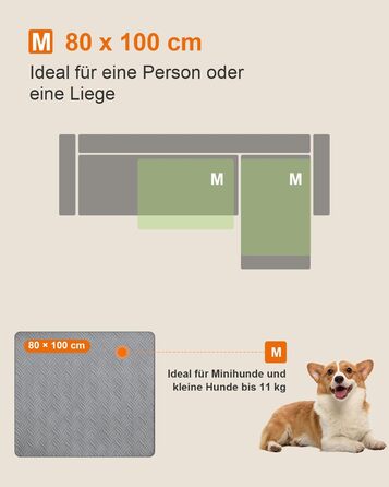 Водонепроникний килимок для собак, захист дивану та авто, килимок для собак на вулицю, міцний килимок для собак як захист для дивану та ліжка, неслизька підкладка - Сірий CTH017G (100 x 80 см)