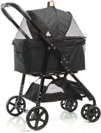 Візок для собак Fudajo 2в1, чорний, складна конструкція, з сумкою для тварин, до 20 кг, для собак та котів