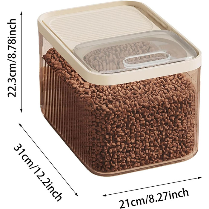 Контейнер для корму для собак та котів, 13,6 кг, з мірною ложкою, великий, герметичний, складний, 31 x 21 см