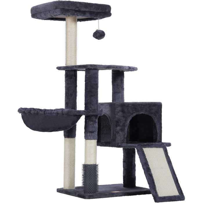 Котячий будиночок Heybly з когтеточкою та щіткою, сірий, HCT005SG