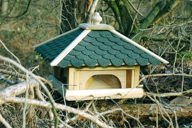 Велика дерев'яна годівниця для птахів XXL з 4 висувними лотками Luxus-Vogelhaus 98700e з сосни для саду та балкона