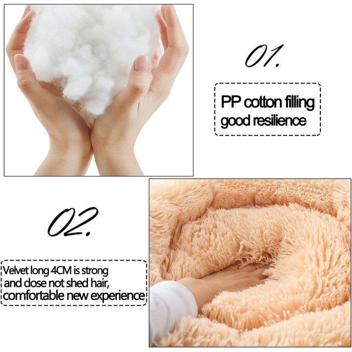 Заспокійливе ліжко для собак, подушка-пончик, кругла, дуже м'яка, пральна, для собак та котів