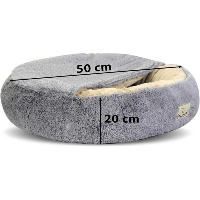 Кругле ліжко для собак та котів Zotteliges з балдахіном, сірого кольору (50 см)