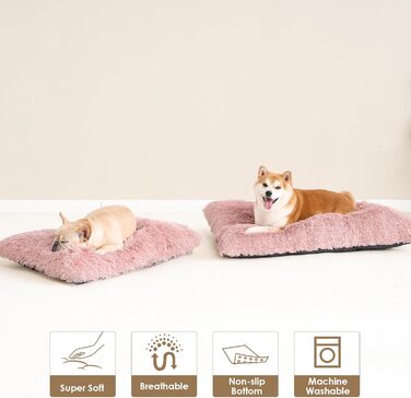 М'яке ліжко для собак EHEYCIGA, великі породи XXL, 120x90 см, рожеве, знімний чохол, неслизьке, з довгим плюшем