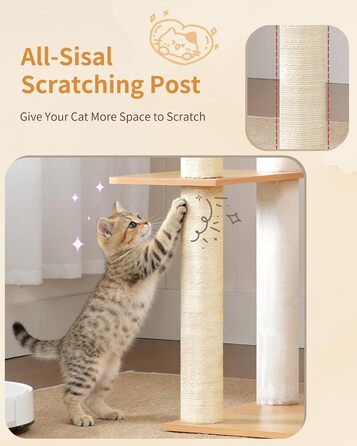 Дерев'яний котячий комплекс Heybly Kratzbaum HCT121WB: 179 см, платформа, будиночок, гамак, сизаль, стабільний, легка збірка