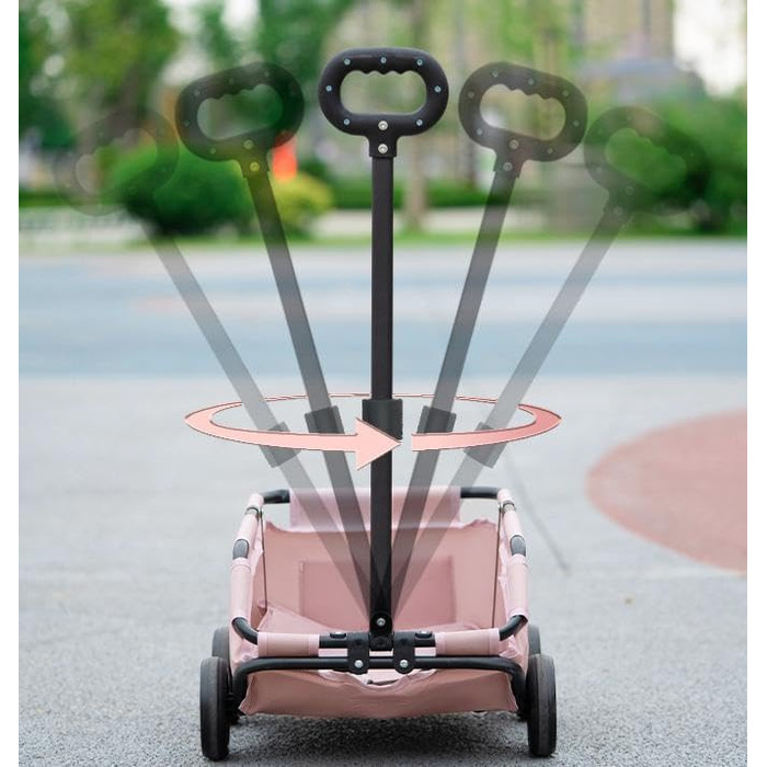 Візок для міні-тваринок, рожевий: котячий/собачий, складний, з лебідкою, EVA-колеса, 7 кг