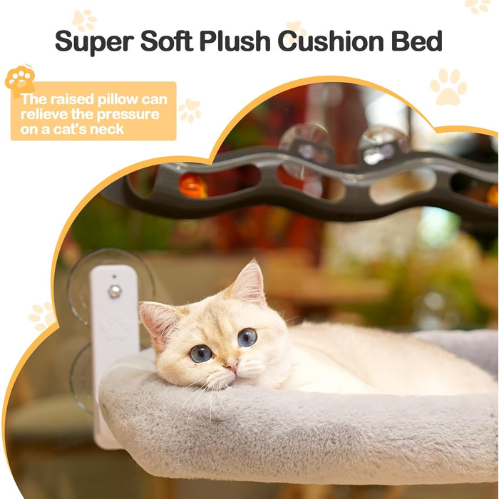 Крісло-гамак для кота на стіл Odoland - 360° обертання та регулювання висоти, м'яка лежанка з 2 знімними чохлами, для дому та офісу, цілорічне використання (сірий)