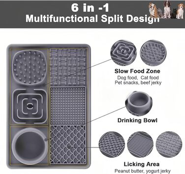 Преміум килимок для собак 3 в 1: повільний годівник, килимок для годування, аксесуар для грумінгу. Силіконовий, блакитний, прямокутний. Підходить для цуценят, котів та інших домашніх тварин.