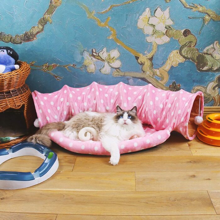 Тунель для котів складаний, іграшка-лежак для великих котів, шумовий тунель для кішок