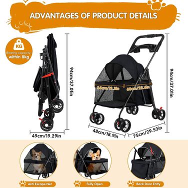 Дитяча та переноска для тварин 4-Rad, складаний, чорний