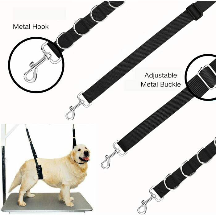 Нашийник для собак 3 шт., міцний, з регульованим тросом та D-кільцями, для грумінгу та купання