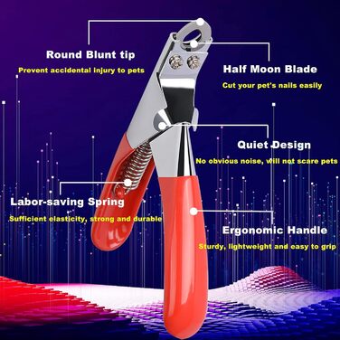 Триммер для когтів собак і котів TCH LED: професійний інструмент для догляду за тваринами, з LED підсвічуванням та високоякісною лезою з нержавіючої сталі, включає пилку для когтів.