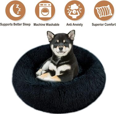 Зручне заспокійливе ліжко для собак середнього розміру, миється, Anti-Angst, ліжко-пончик, розкішне, тепле, м'яке, покращений сон, дивовижне ліжко для котів, затишне, з неслизьким дном