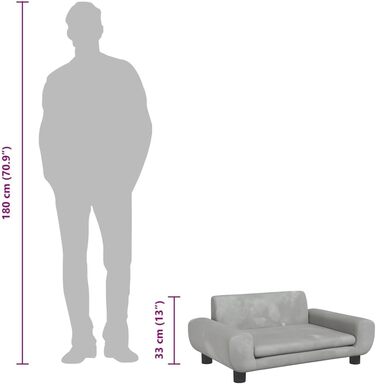 Крісло-ліжко для собак, м'яке лежанка для собак, лежанка для котів, сірий велюр 70 x 45 x 33 см