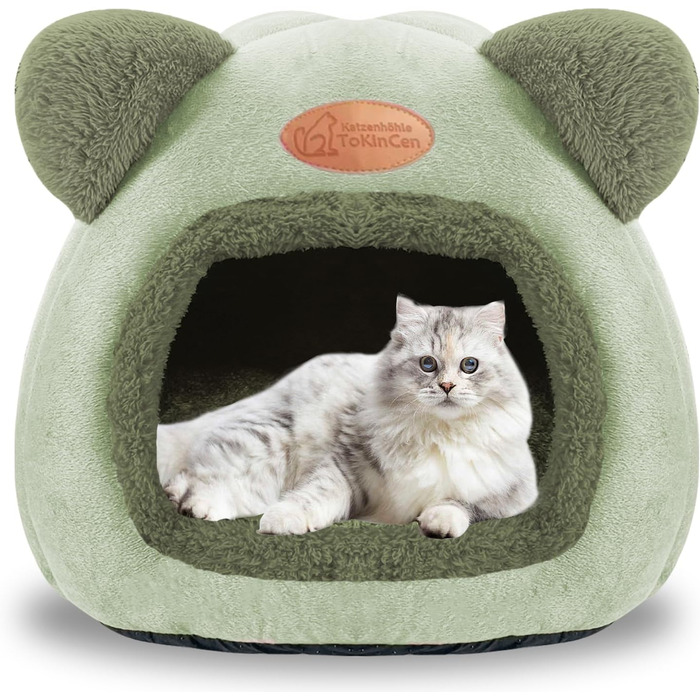 Кішка-будиночок: зручне ліжко-хатинка для котів середніх розмірів (зелене)