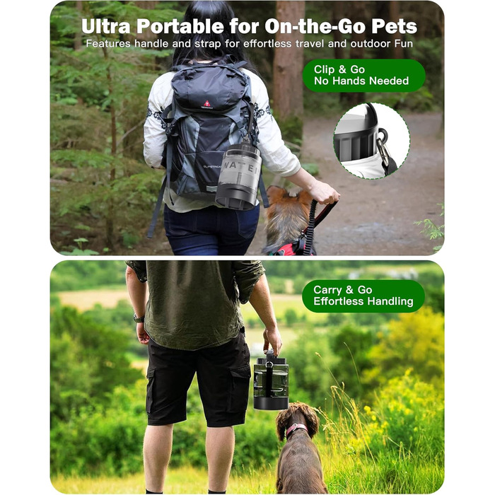 Водяна пляшка для собак великих порід, портативна, з мискою, для подорожей, прогулянок, кемпінгу, виготовлена з BPA-free матеріалу, не протікає