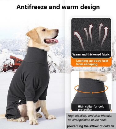 Зимовий одяг для собак з ніжками - тепла куртка з поліестеру для малих, середніх та великих собак. Повний захист, м'яка та зручна (для дому/на вулицю, сніг). Колір: темно-сірий, розмір: L