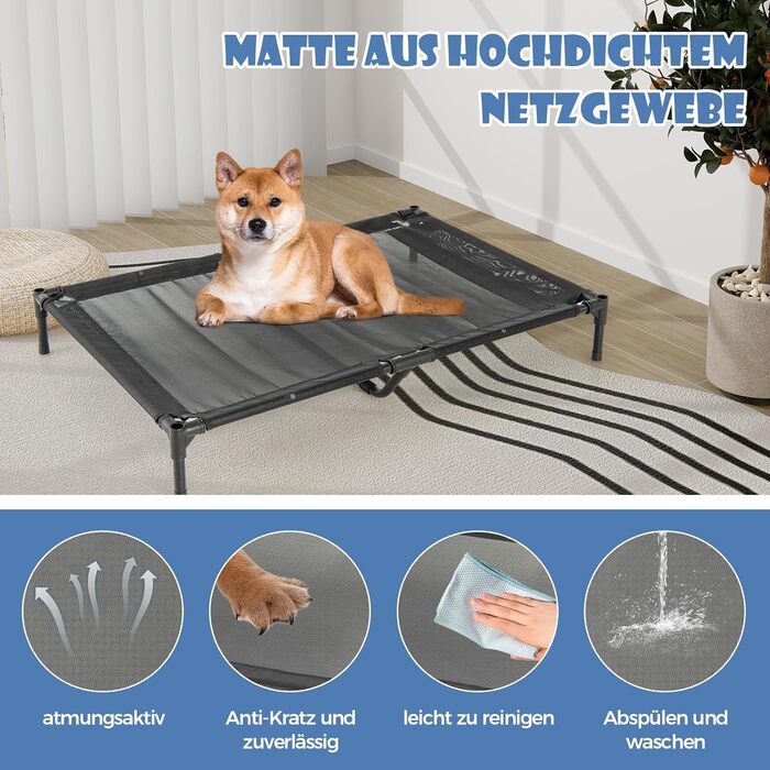 Будка для собак COSTWAY 2 в 1 з лежаком, Outdoor, сіра, 75 x 110 x 106 см