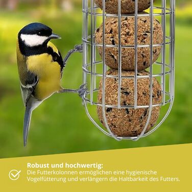 Підставка для синичників Wildtier Herz з нержавіючої сталі - годівниця для 4 синичників, стійка до погодних умов та довговічна, гігієнічна годівниця для цілорічного годування птахів - 38x10 см, срібна