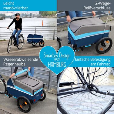 Причіп для велосипеда та візок-тачка | Причіп-платформа для велосипеда та електробіка | Вантажопідйомність 40 кг, об'єм 120 літрів | Складаний причіп з дахом та захистом від дощу | Ідеально для покупок, прогулянок, фестивалів