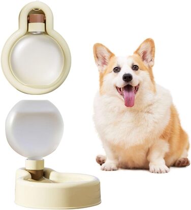 Водяна пляшка для собак Aimondow, 340 мл (12oz), бежева. Портативна миска для води для собак, вилка-поїльника для прогулянок, подорожей. Без витоку.