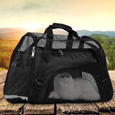 Транспортна сумка для собак та котів, складна переноска, чорна (L)