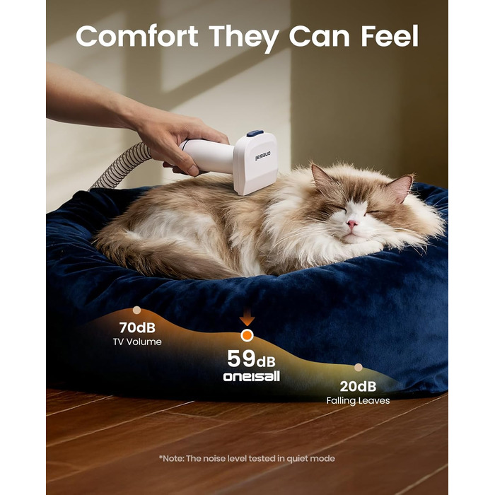 Машинка для стрижки собак Oneisall з пилососом, 15000 Па, видаляє 99.99% шерсті, тиха, 6 насадок для догляду за тваринами