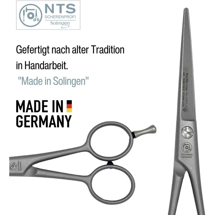 Професійна перукарська ножиці May Lily Line, 5.5'' (14 см), ручна робота, мікрозубчасті, Solingen