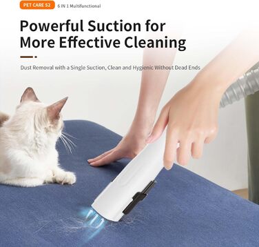 Набір для догляду за домашніми тваринами Fudajo, білий, 6 в 1: машинка для стрижки шерсті з пилососом, набір для блискучого хутра