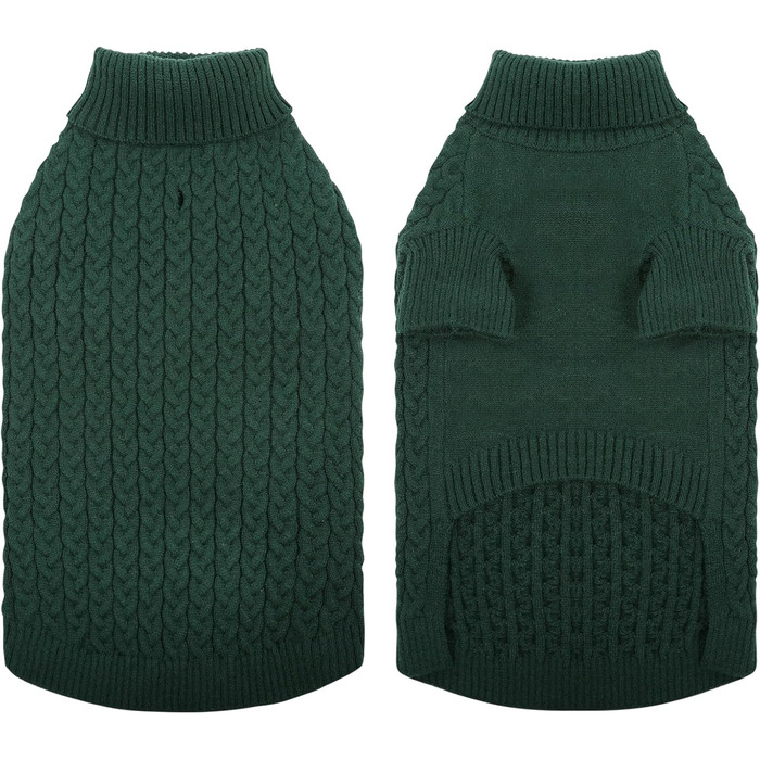 Пуловер для собак SAWMONG, великих порід, для дівчаток та хлопчиків, з коміром-горловиною, в'язаний, теплий, зелений, розмір XXL