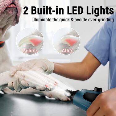 Шліфувальник кігтів для собак Casfuy Smarter Krallenschleifer 6-ступінчатий – 50% потужніший, з LED-підсвіткою, тихий, перезаряджається, для собак та котів різних розмірів, темно-синій