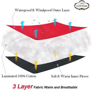 Водонепроникна зимова куртка для собак Beirui (5XL) – тепла флісова підкладка, червона